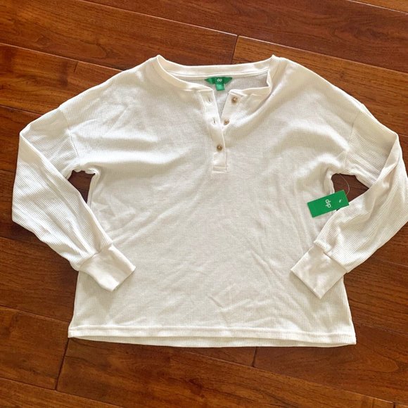 BRAND NEW Dip long sleeve Basic waffle Weave Ivory Henley top size xs thermal - Picture 2 of 12